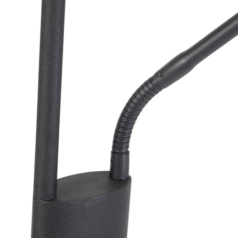 QAZQA Lampada Da Terra Con Braccioo De Lettura Jazzy - Moderno - Acciaio,Vetro - Nero - Quadrato/Oblungo (non Sostituibile) LED Max. 1 X 18 Watt 11 Lampada da terra uplighter quadrata nera braccio lettura JAZZY