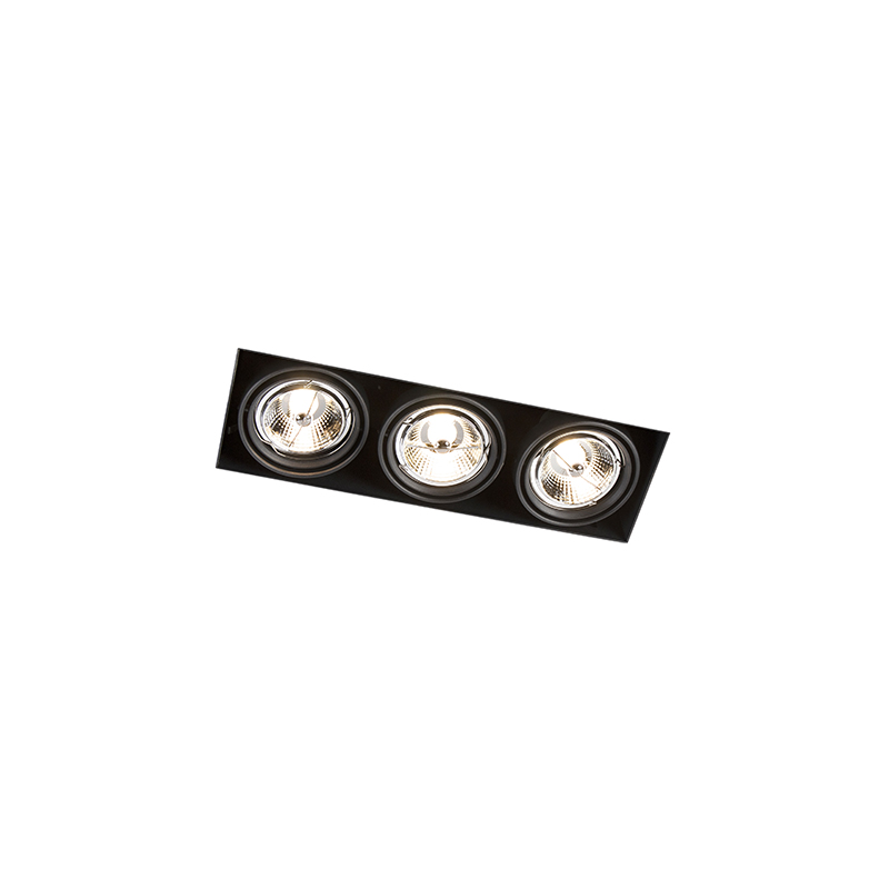 spot encastrable noir rotatif et inclinable trimless 3 lumières - oneon 3