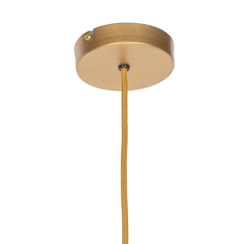 Lámpara colgante rústica de terciopelo amarillo con ratán 60 cm - Frills Can