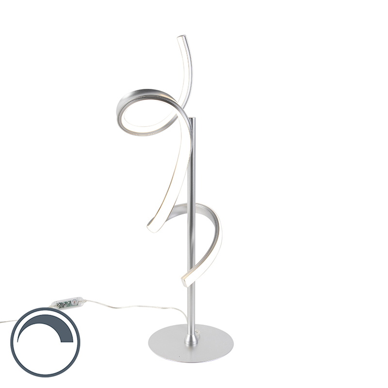 Dizajnová stolná lampa strieborná vrátane LED a stmievača - Krisscross