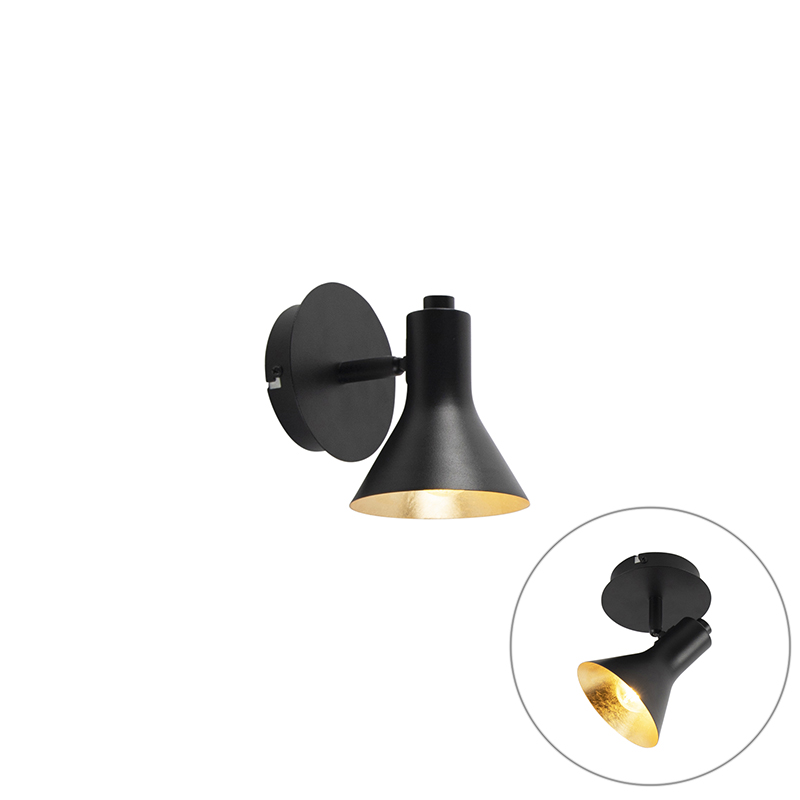 Moderné bodové svetlo čierne so zlatom 1-svetlo - Magno