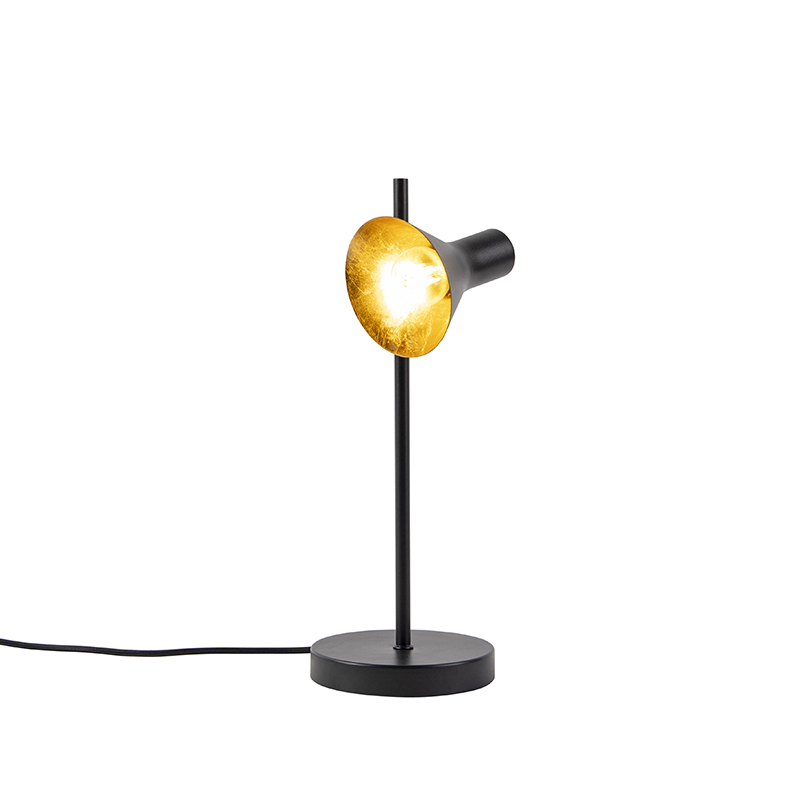 lampe de table moderne noire avec lumière dorée à 1 lumière - magno