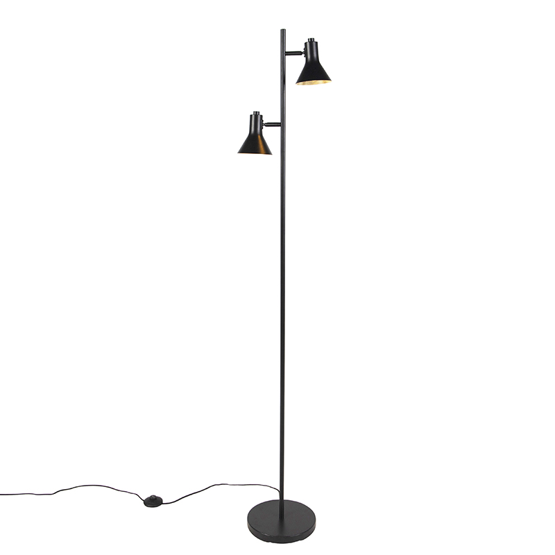 lampadaire moderne noir avec or 2 lumières - magno