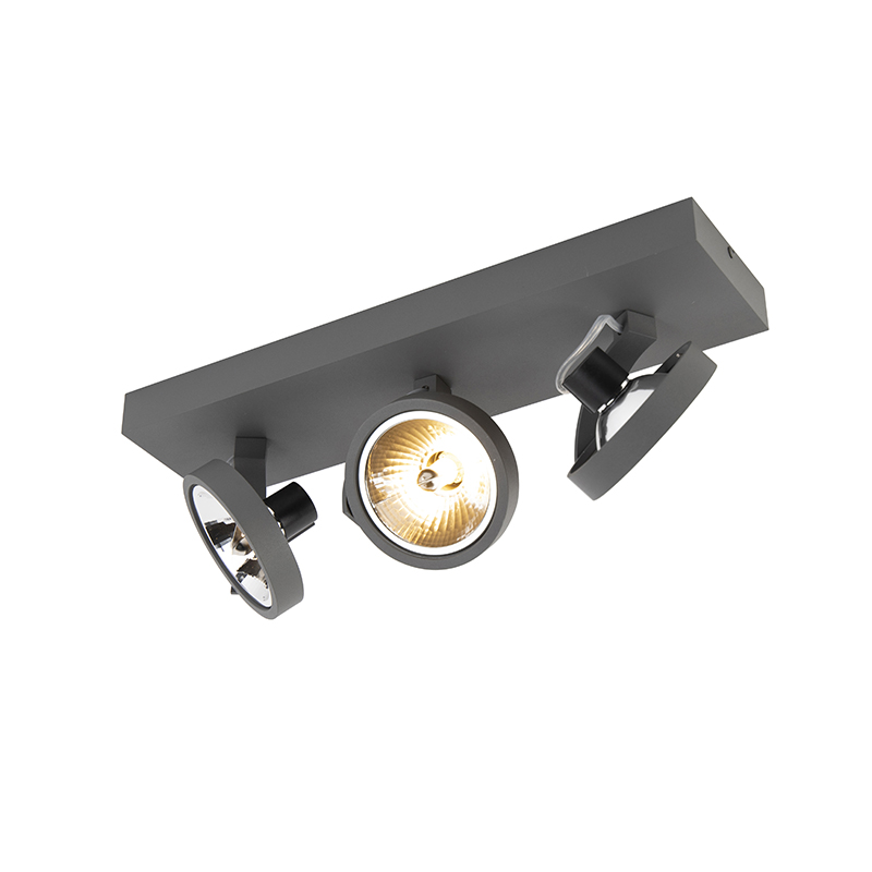 Dizajnové bodové svetlo sivé nastaviteľné 3-svetlo - Go Dizajnové bodové svetlo sivé nastaviteľné 3-svetlo - Go