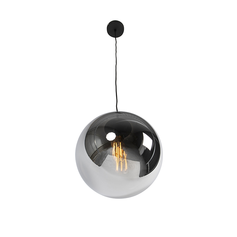 lampe à suspension art déco noire avec verre fumé 30 cm - pallon