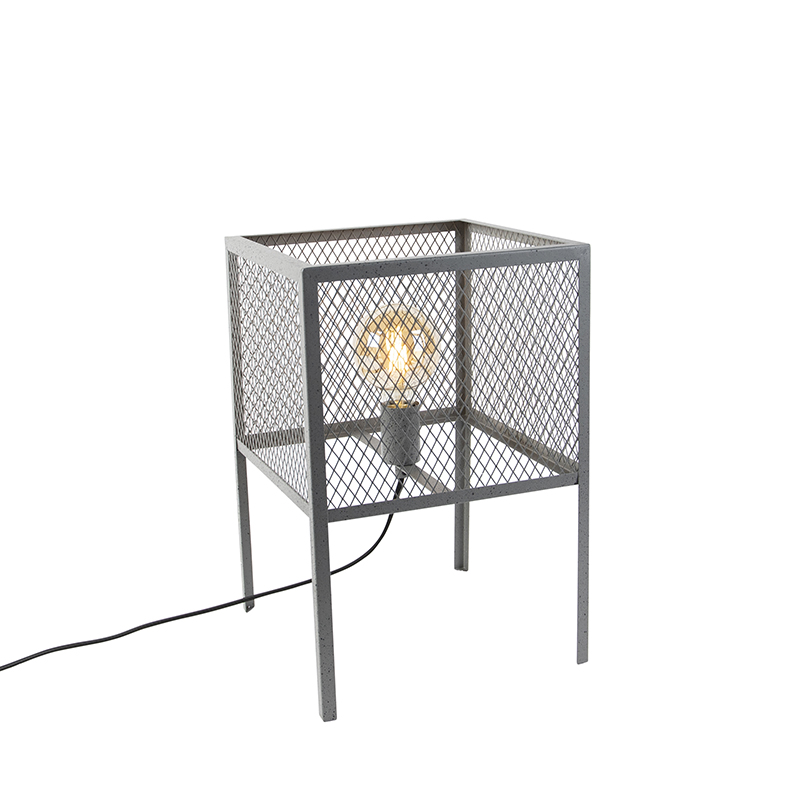 Industriële tafellamp antiek zilver - Cage Robusto