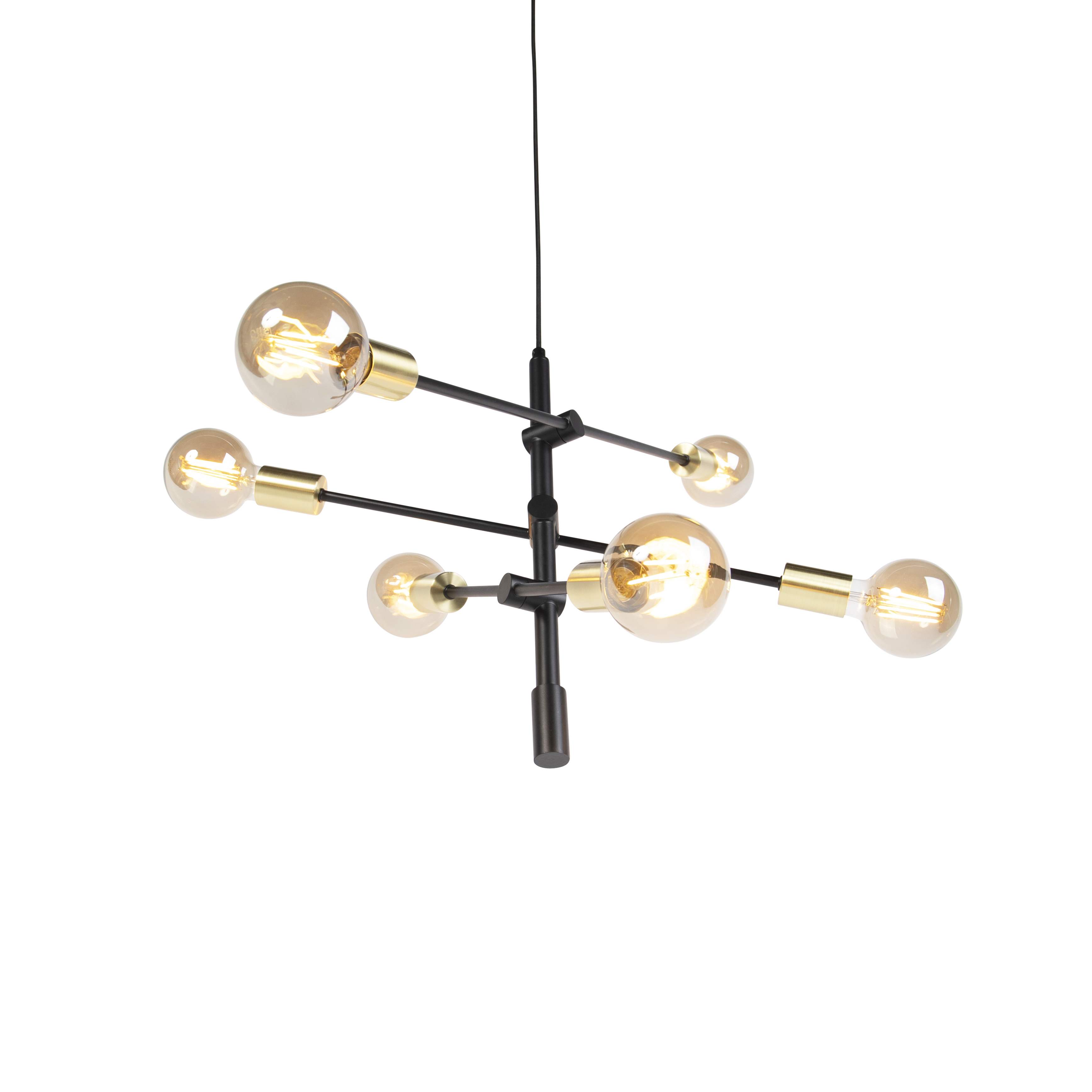 Lámpara colgante industrial negra y dorada 78 cm 6 luces - Sydney