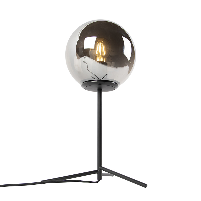 lampe de table art déco noir avec verre fumé 45,5 cm - pallon