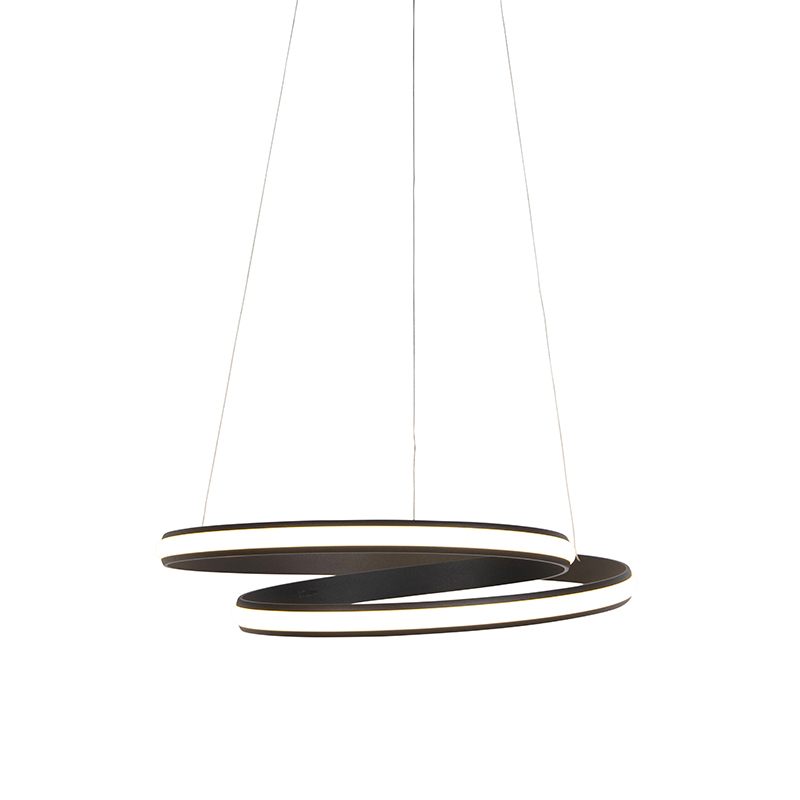 Lampă suspendată de design negru 55 cm incl. LED cu 3 trepte de iluminare - Rowan