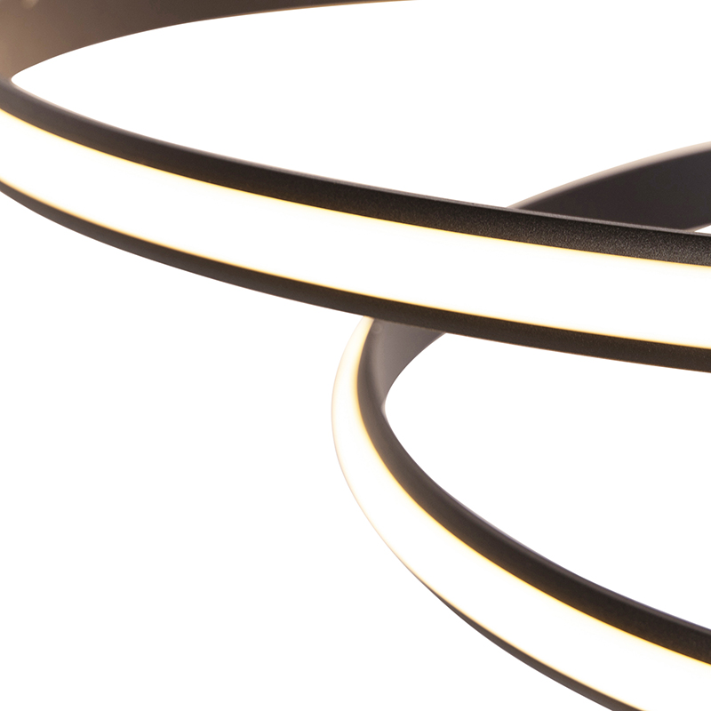 suspension moderne noire 74 cm avec led - rowan
