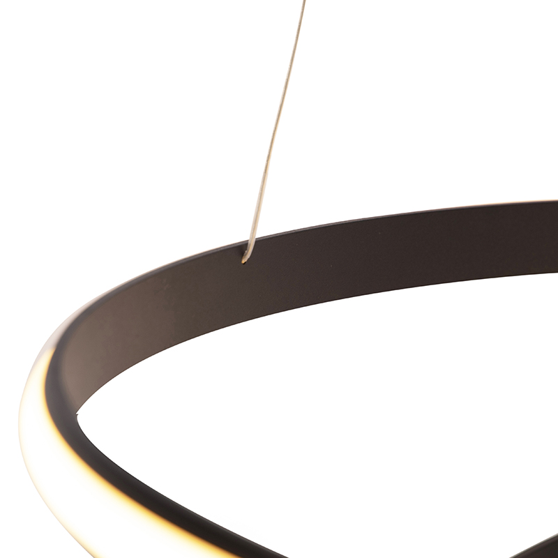 suspension moderne noire 74 cm avec led - rowan