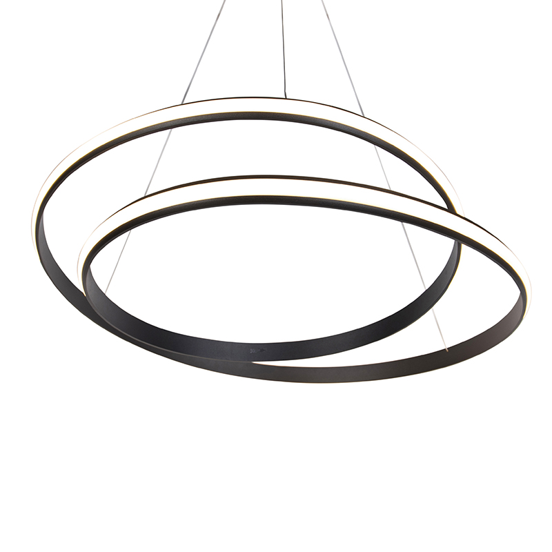 suspension moderne noire 74 cm avec led - rowan