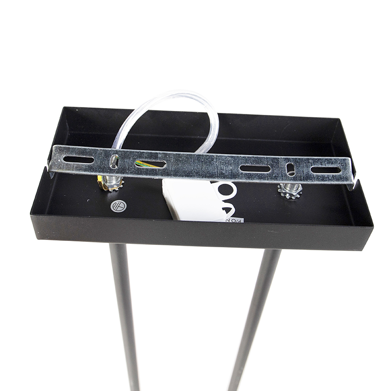 Lámpara colgante con pantallas de algodón negro y dorado 32cm - Combi 3 Deluxe