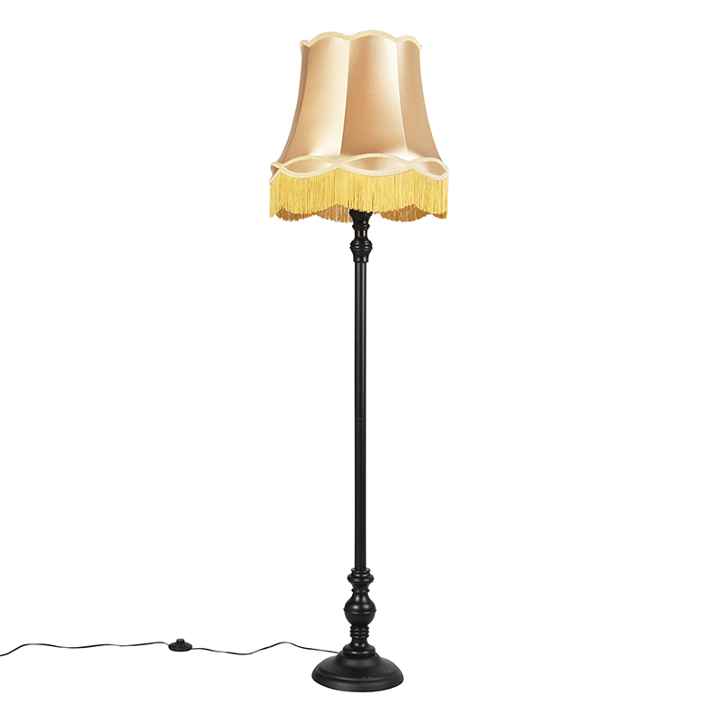 Stojacia lampa čierna s odtieňom Granny gold - Classico