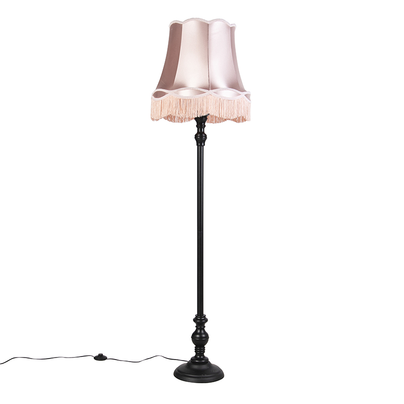 Floor Lamp Black with Rose Pink Granny Shade - Classico
