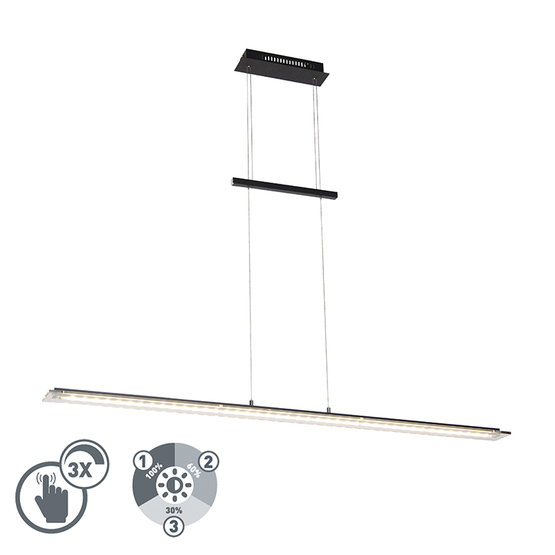 Design hanglamp zwart 135 cm incl. LED 3 staps dimbaar- Cavolo