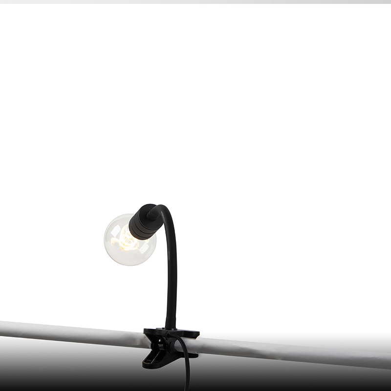 Lampada da tavolo a morsetto moderna nera con braccio flessibile - Cavalux