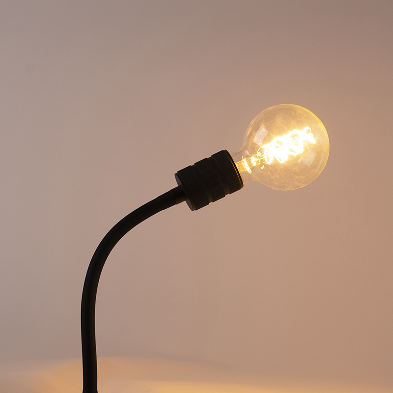 Lampada da tavolo a morsetto moderna nera con braccio flessibile - Cavalux