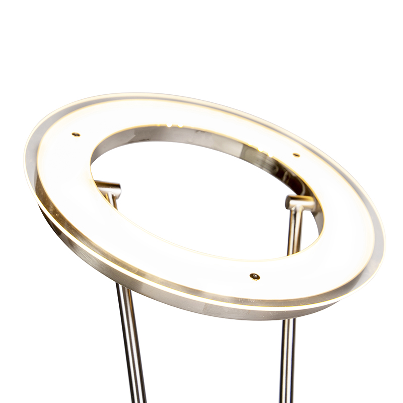 Lampadaire moderne en acier et verre avec bras de lecture LED - Divine
