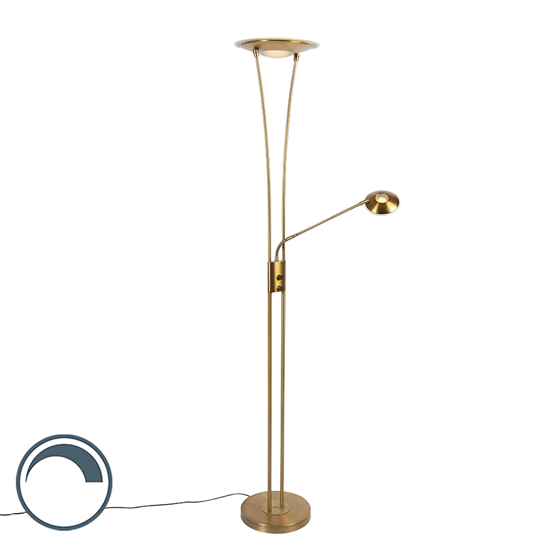 Moderne vloerlamp brons met leesarm incl. LED - Ibiza