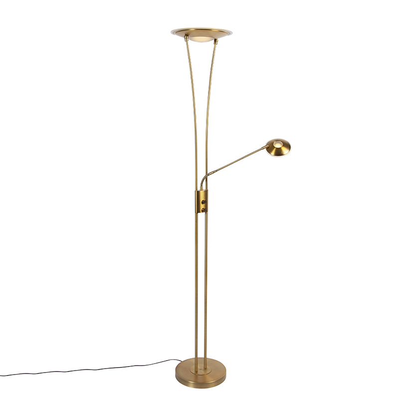 Stojatá lampa bronzová vrátane LED s čítacím ramenom - Ibiza