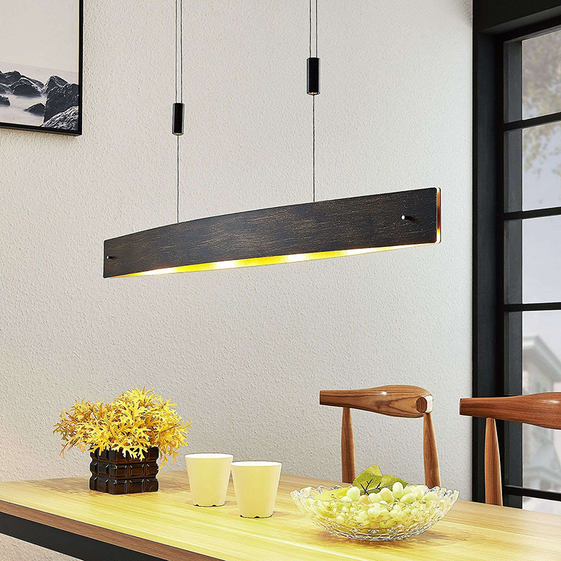 Moderne ovale hanglamp zwart met goud incl. LED en dimmer - Lio