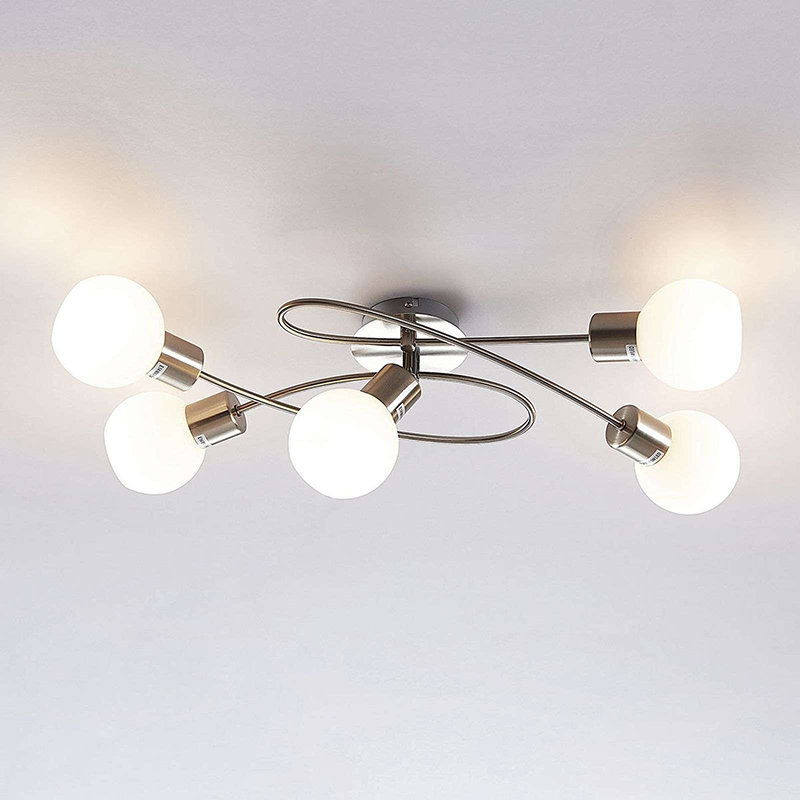 Klassieke plafondlamp staal incl. LED 5-lichts - Elaina