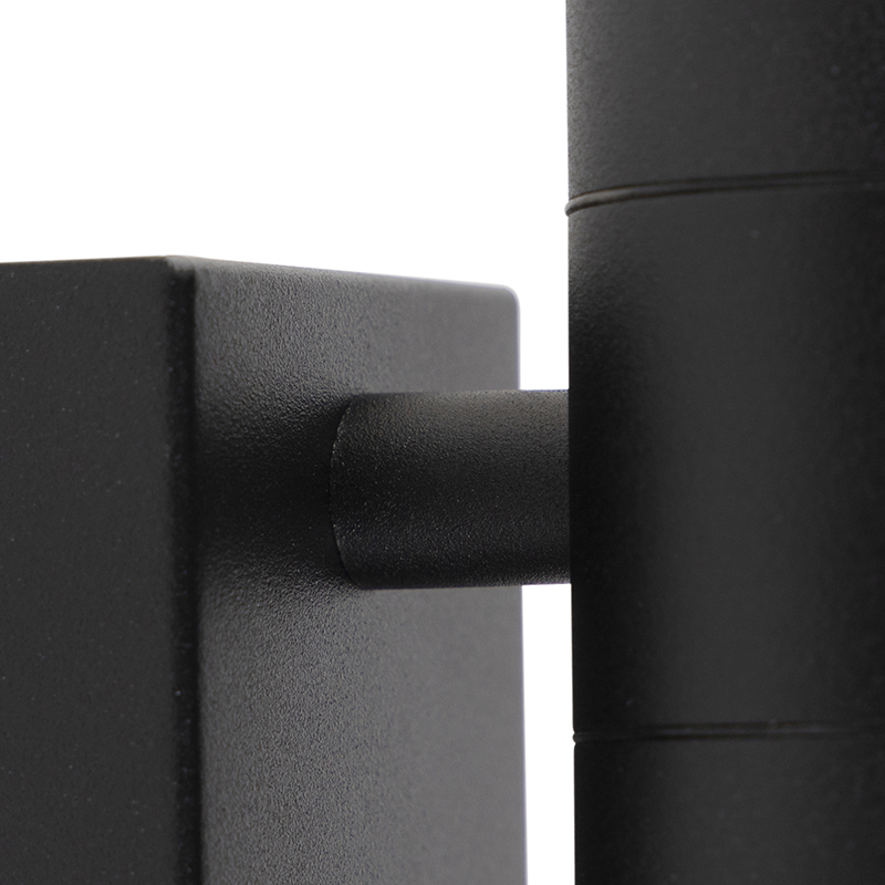 Aplique de pared exterior negro 2 luces con sensor de movimiento IP44 - Duo