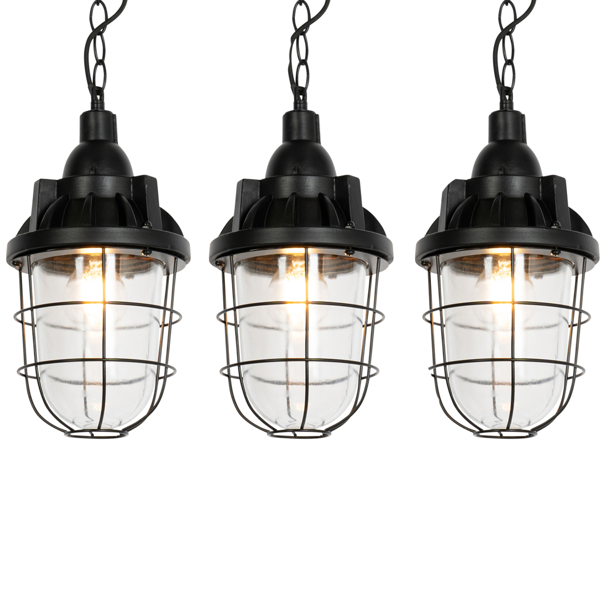 Set de 3 lămpi suspendate industriale negre - Cabin