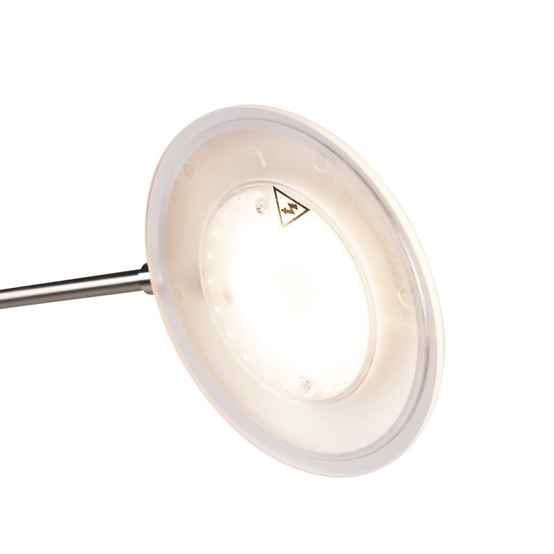 QAZQA Moderno Uplighter Acero Flexo LED USB - SEVILLA Acero Alargada Incluye LED Max. 1 X 20 Watt 12 Uplighter acero flexo LED USB - SEVILLA