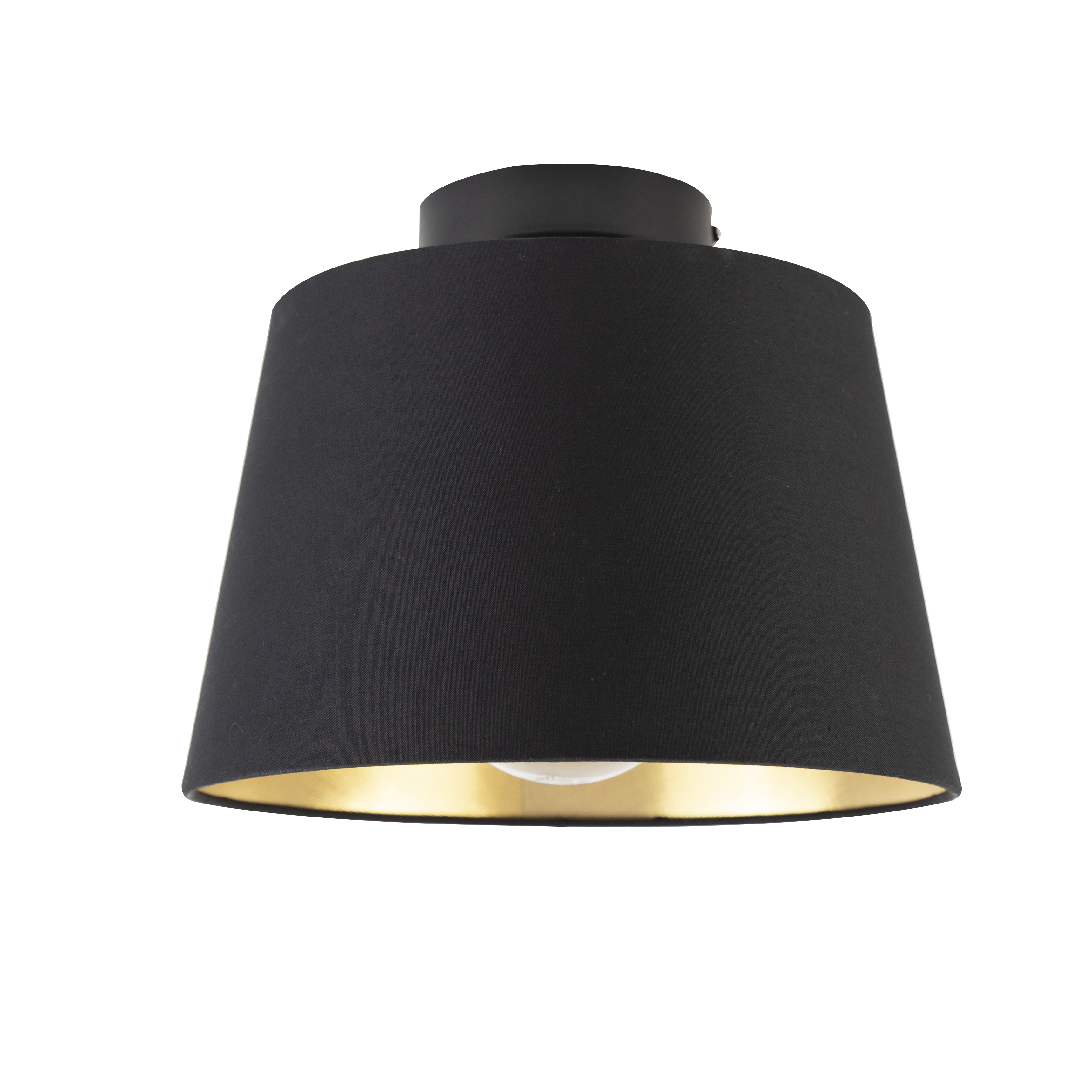 Ceiling Light with Cotton Shade Black with Gold 25 cm - Combi Black