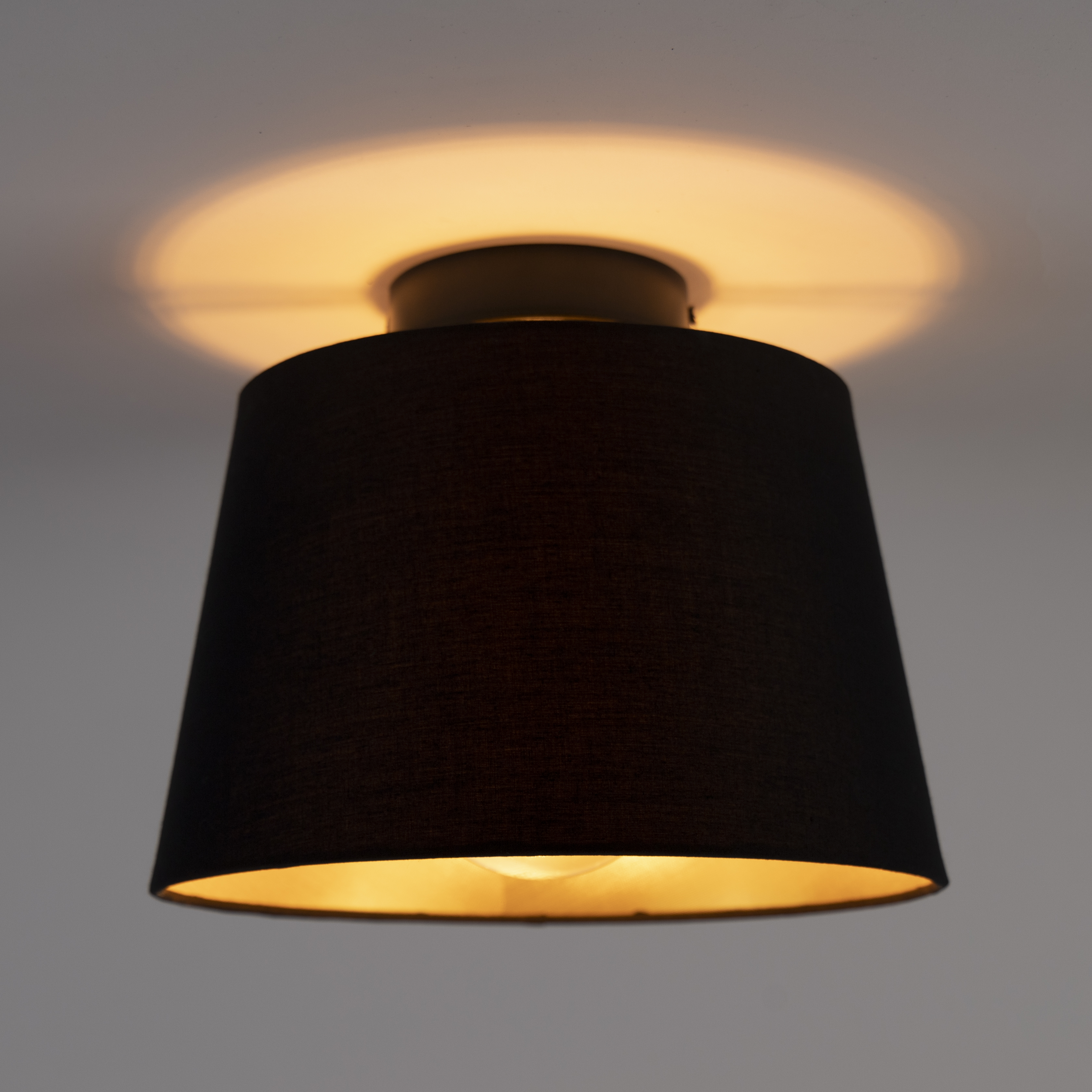 Ceiling Light with Cotton Shade Black with Gold 25 cm - Combi Black