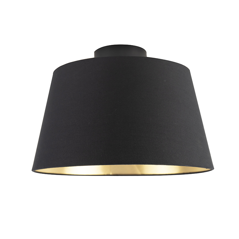 Ceiling Light with Cotton Shade Black with Gold 32 cm - Combi Black