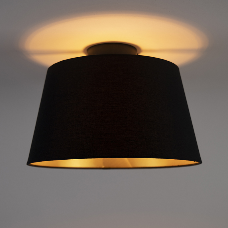 Ceiling Light with Cotton Shade Black with Gold 32 cm - Combi Black