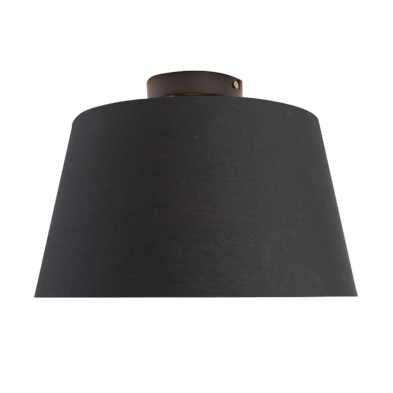 Plafón con pantalla de algodón negro con dorado 32 cm - Combi Black
