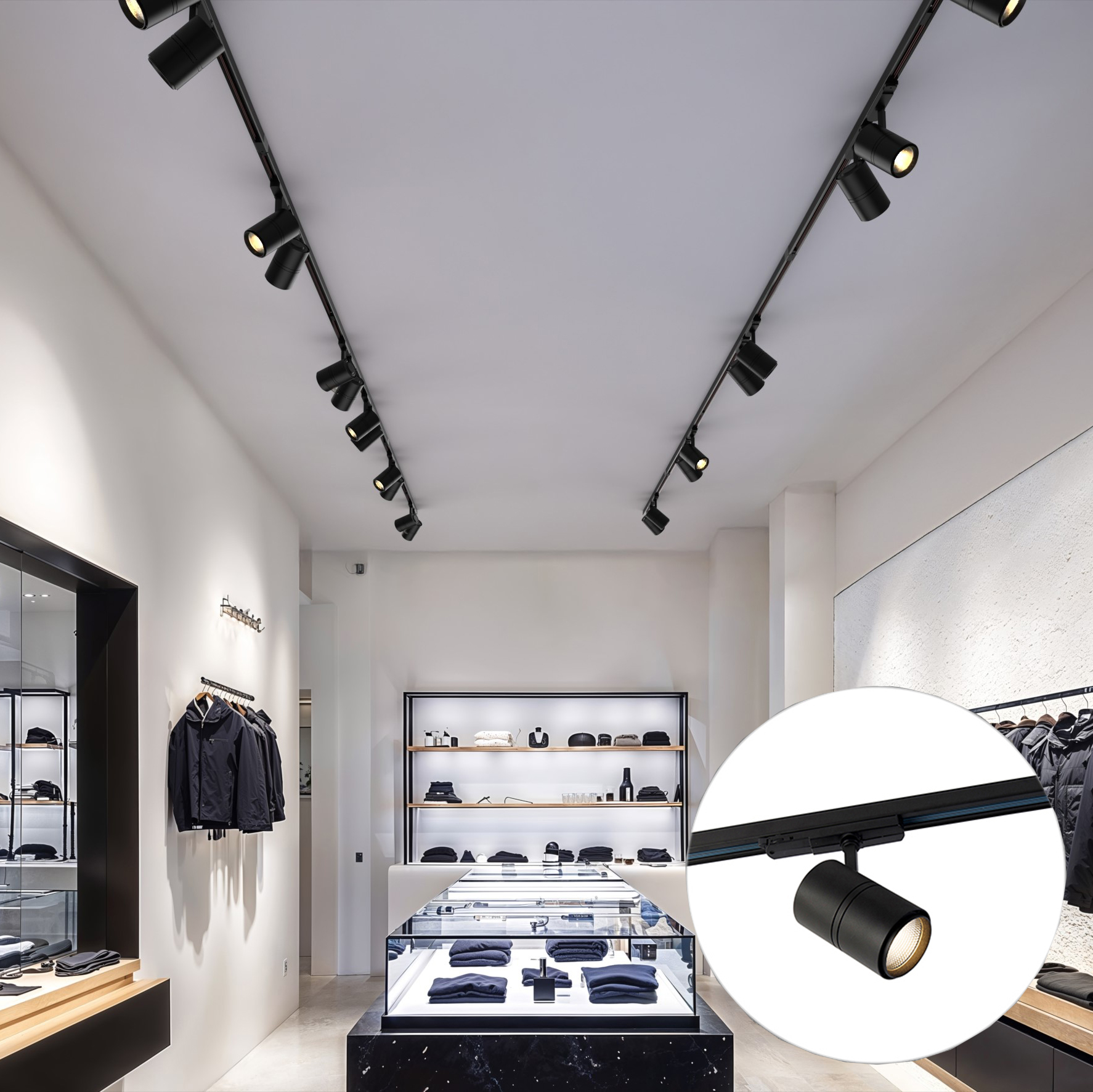 Moderný 3-fázový koľajnicový systém osvetlenia s 5 reflektormi čierny vrátane LED pravý - 3-fázový Ruler Moderný 3-fázový koľajnicový systém osvetlenia s 5 reflektormi čierny vrátane LED pravý - 3-fázový Ruler